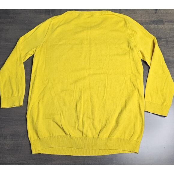 GAP Women’s Crew Neck 3/4 Sleeve 100% Cotton Yellow Sunshine Sweater Size Small - Picture 2 of 4